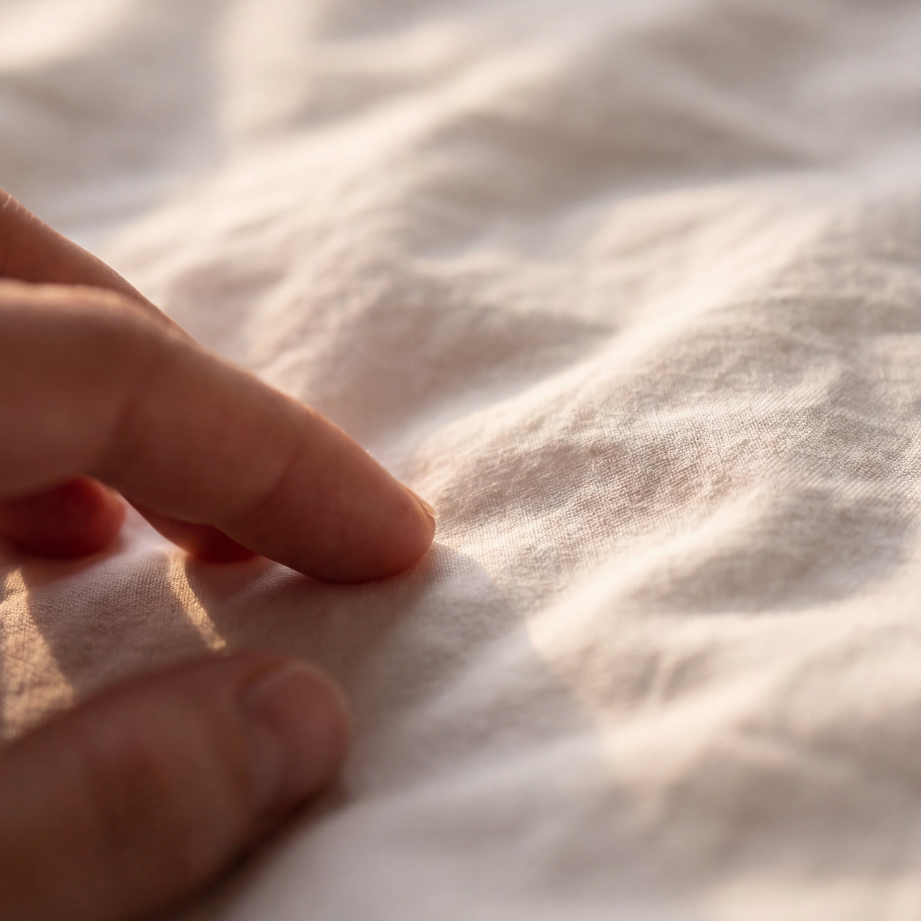 Close-up of soft cotton flat sheet texture with a delicate and breathable feel.
